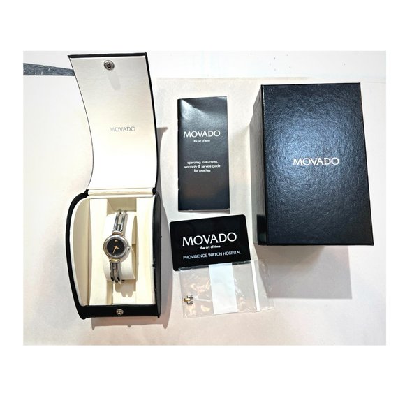 Movado Amorosa Women\'s Two Tone Gold & Silver Bangle Watch